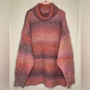 Design Lab Ombre Multicolor Cowl Neck Oversized Sweater Size XL